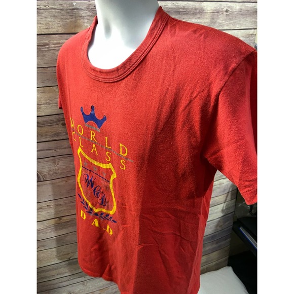 Vintage World Class Dad T Shirt Size Large Red Single Stitched USA - Picture 7 of 13